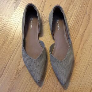 Vivaia Melia Pointed Toe D’Orsay Flats EU 41.5 Comfort Slip On Shoes Tan